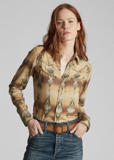 Women's Ralph Lauren Print Western Shirts | 864732HWF